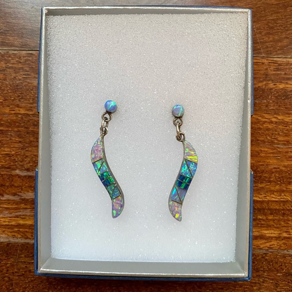 Vintage | Opal & Sterling Silver Dangle Earrings